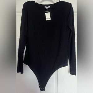 BAR III Women's Classic Black Ping Sleeve Thong Bodysuit. XL NWT